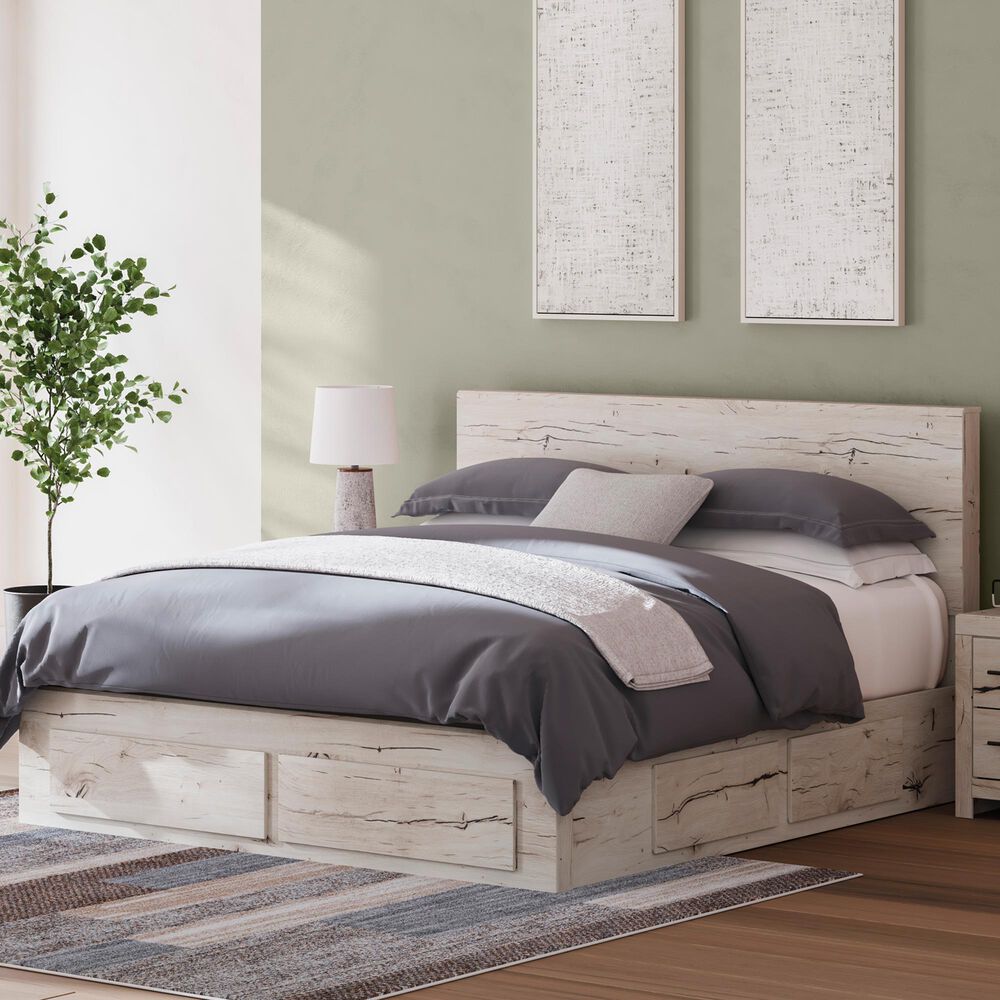 Ashley Lawroy King Panel Storage Bed in Light Natural, , large
