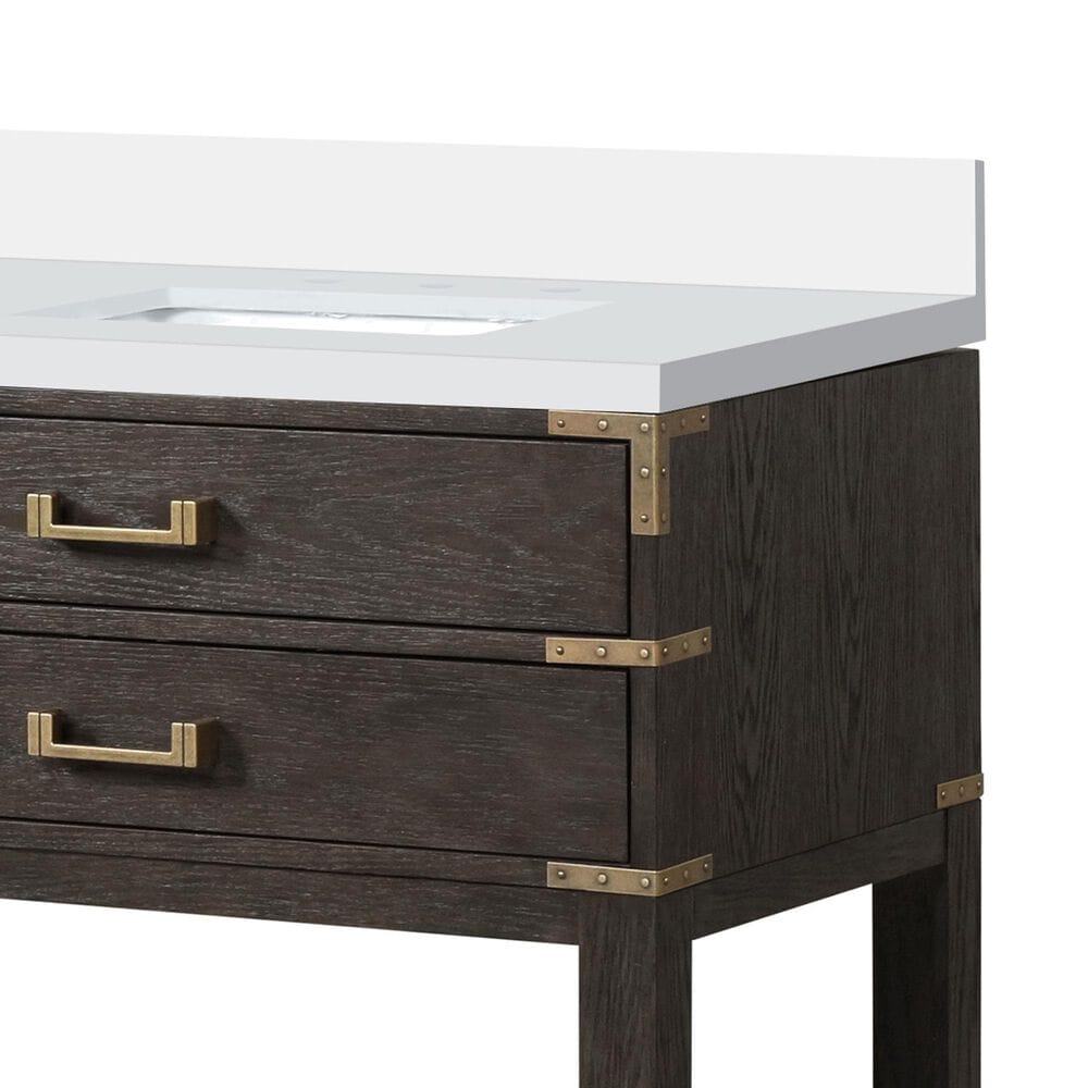 Lexora Home Norwalk 84&quot; Double Bathroom Vanity in Brown Oak with White Cultured Marble Top  and Rectangle Sink, , large