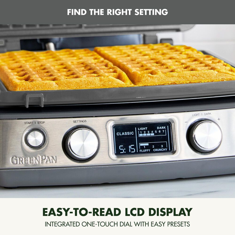 Green Pan Elite 4-Square Waffle Maker in Graphite, , large