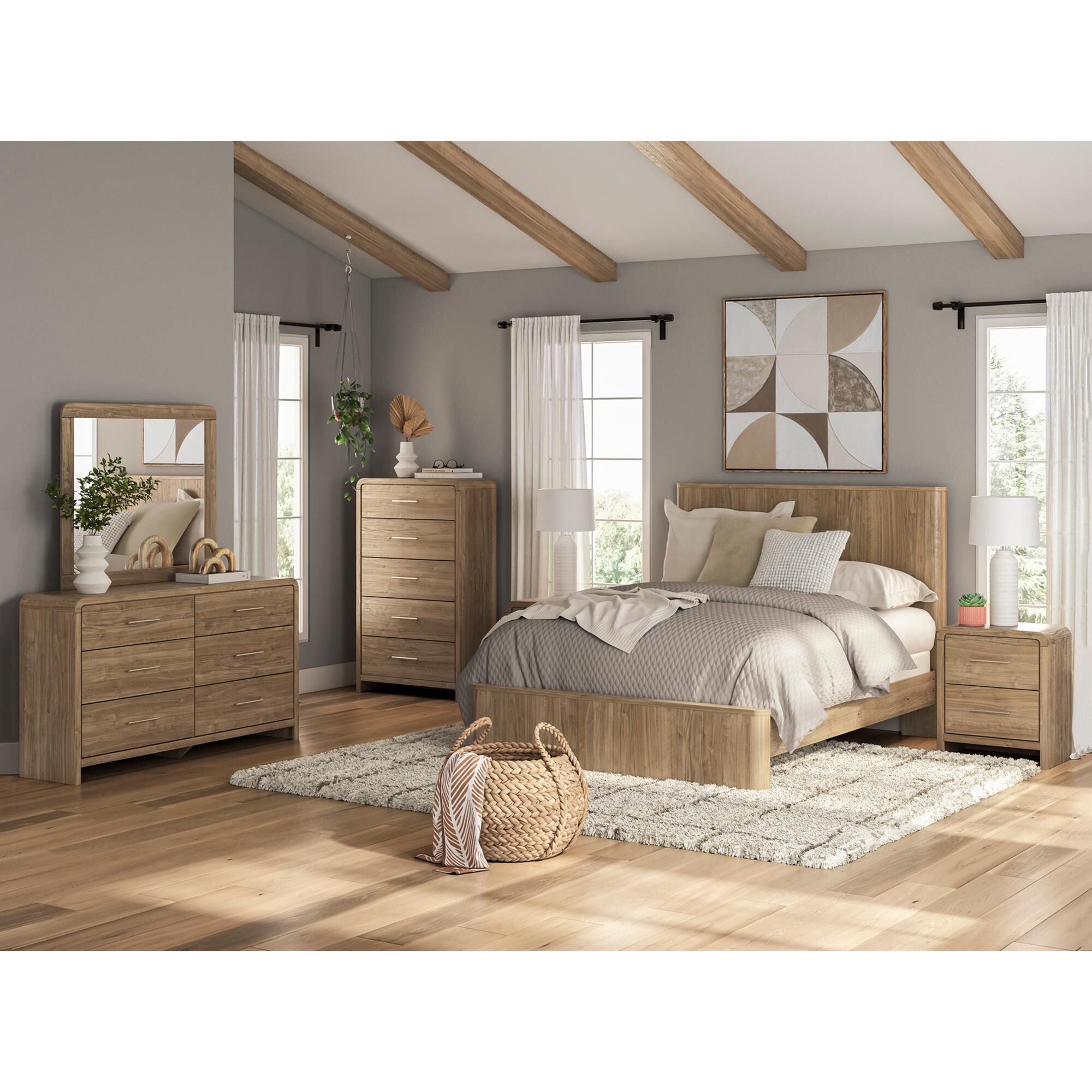 Ashley Gramburg 3 Piece Queen Panel Bedroom Set in Warm Brown