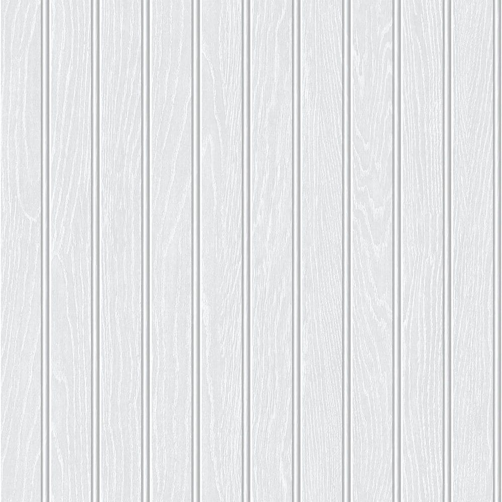 NextWall Beadboard 216" x 20.5" Peel and Stick Wallpaper in Off-White and Pearl Grey, , large