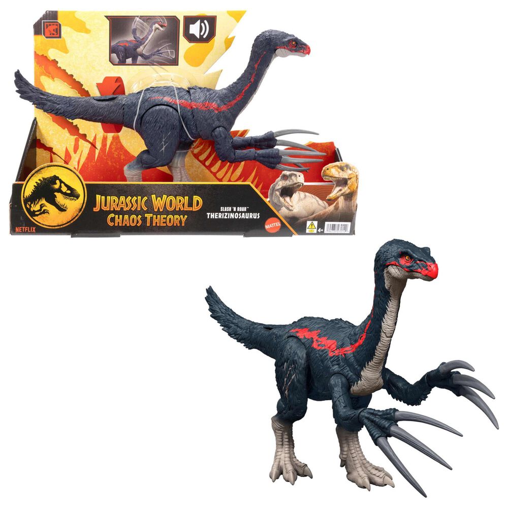 Jurassic World Chaos Theory Slash N Roar Therizinosaurus Dinosaur Figure, , large