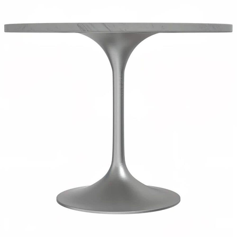 Leisuremod LeisureMod Verve Collection 36 Round Dining Table, Brushed Gold Base with Laminated White Marbleized Top, , large