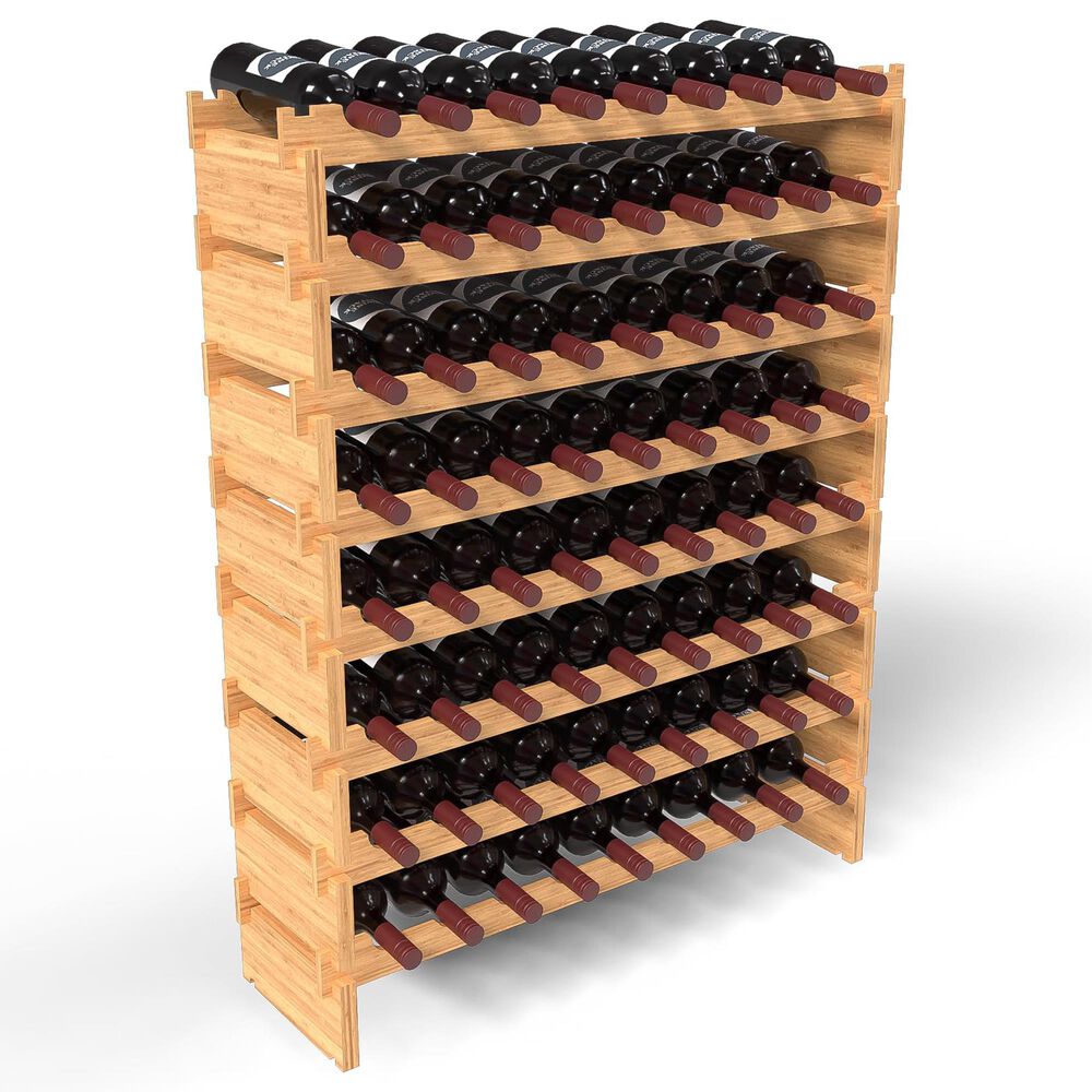 HOMLUX 72-Bottle Bamboo Stackable Modular Wine Rack in Natural, , large