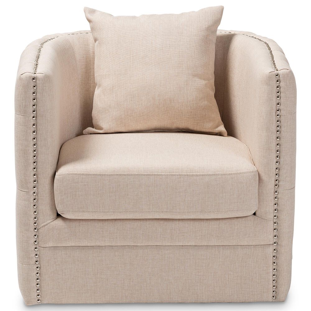 Baxton Studio Micah Swivel Chair in Beige, , large