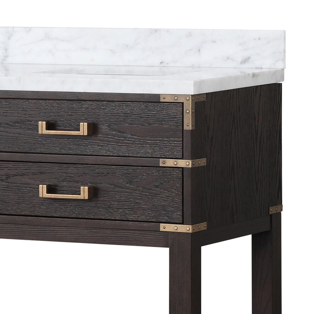 Lexora Home Norwalk 72&quot; Double Bathroom Vanity in Brown Oak with White Carrara Marble Top and Rectangular Sinks, , large