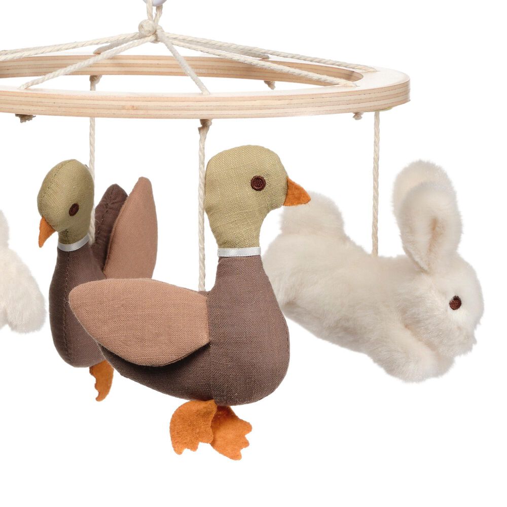 Lambs &amp; Ivy Signature Bunny Hop Musical Baby Crib Mobile in Bisque, , large