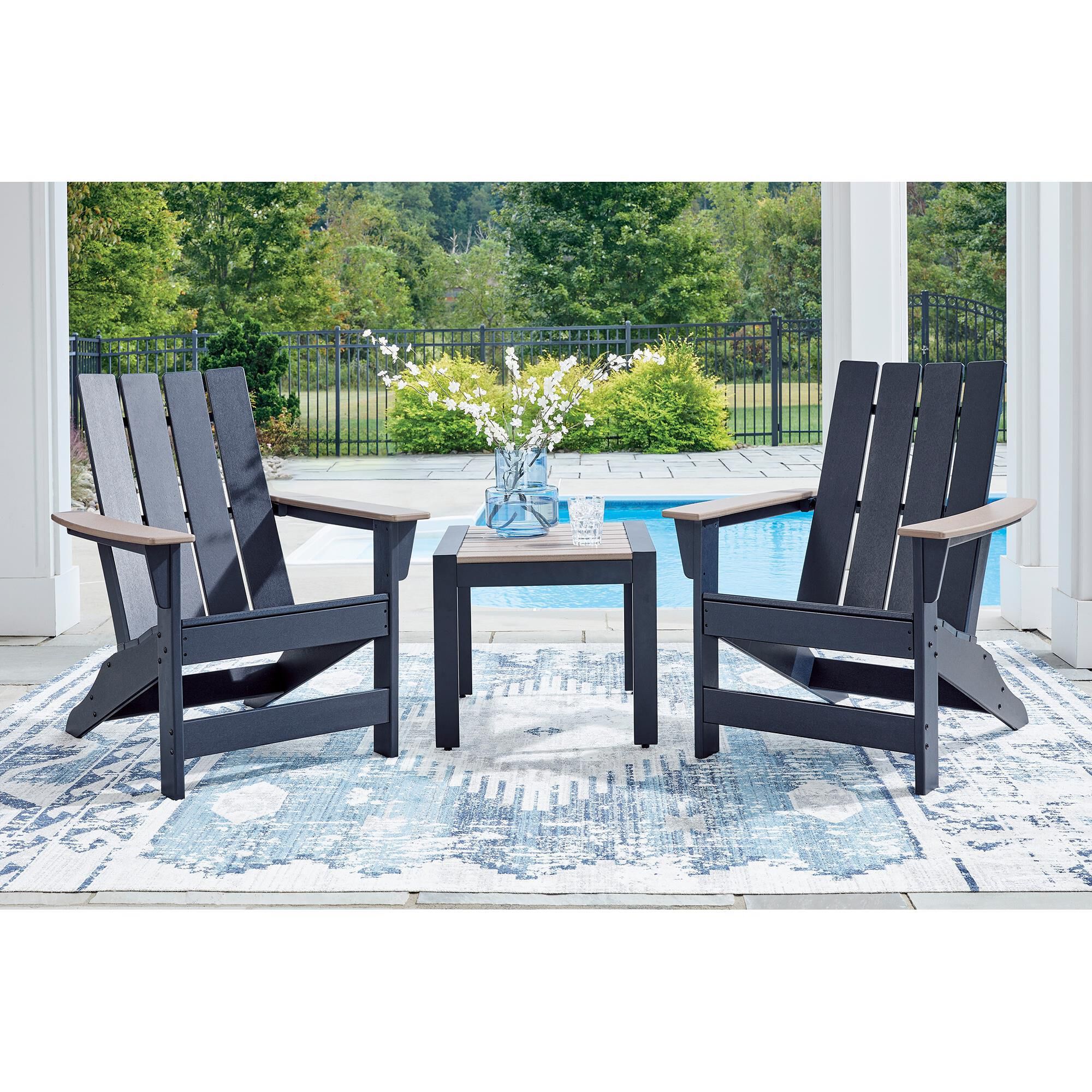 アトリエシックス　ネイビーオフアンサンブル Ashley East Beach Patio Adirondack Chair in Navy Blue and Driftwood