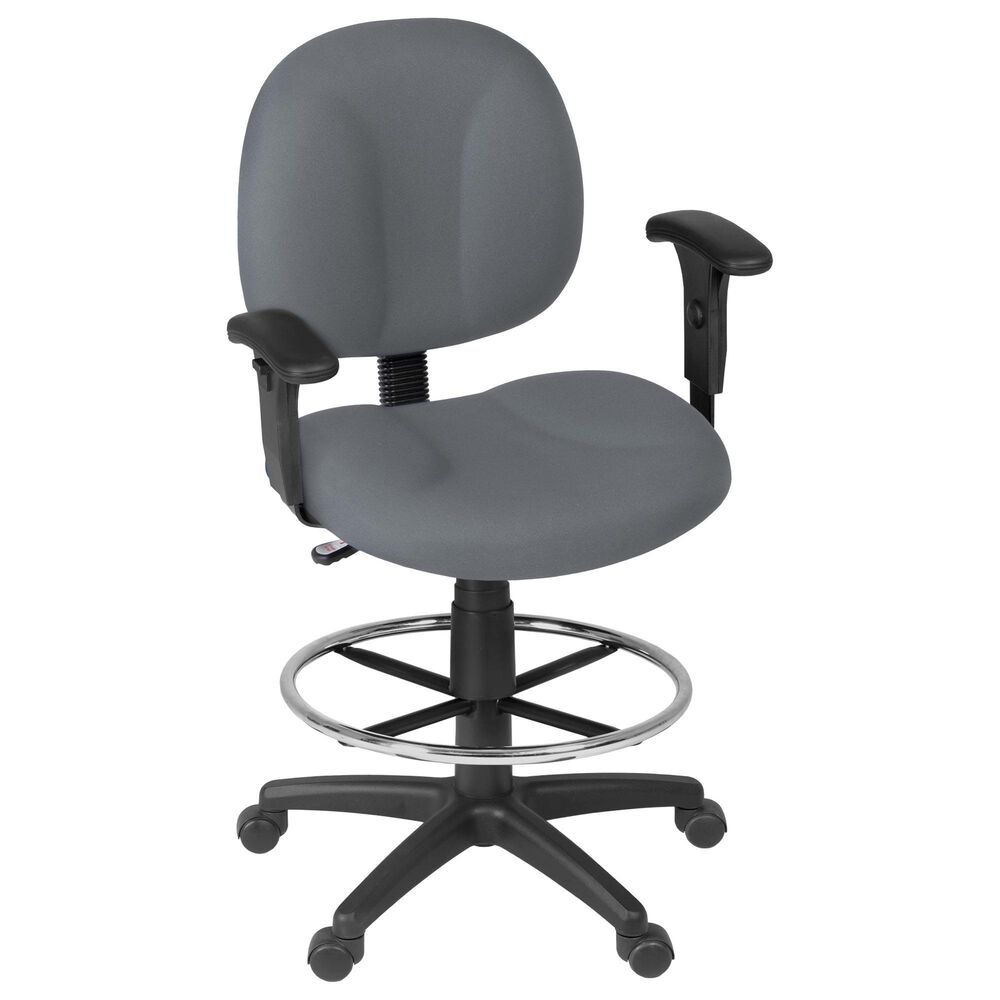 Regency Global Sourcing Comfort Series Swivel Computer Task Chair with Adjustable Arms and Drafting Kit in Grey, , large