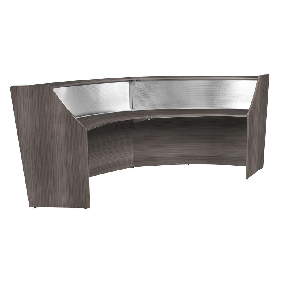 Regency Global Sourcing Marque Plexi Reception 2-Piece Desk Workstation Set in Driftwood Grey, , large