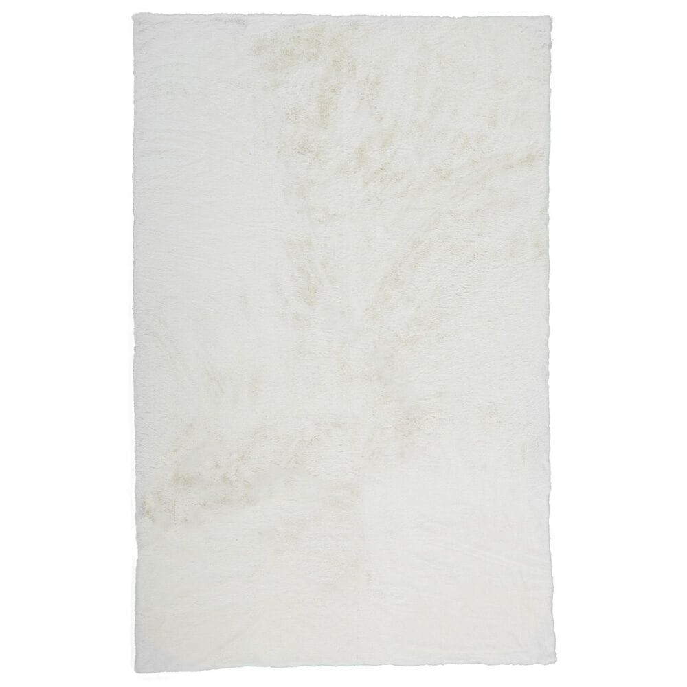 Feizy Luxe Velour White 4&#39; x 6&#39; Area Rug, , large