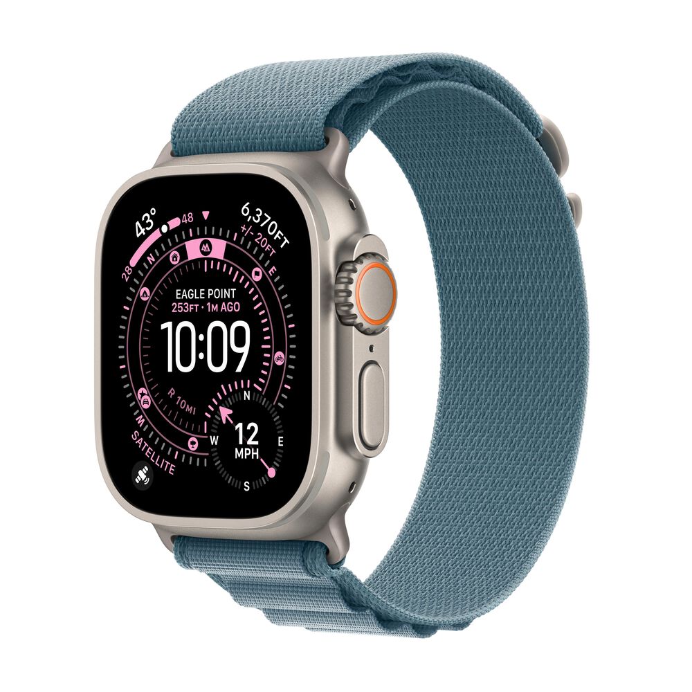 Apple Watch Ultra 3 (GPS+Cellular) 49mm Titanium Case with Light Blue Alpine Loop - Large - Natural - (2025), , large
