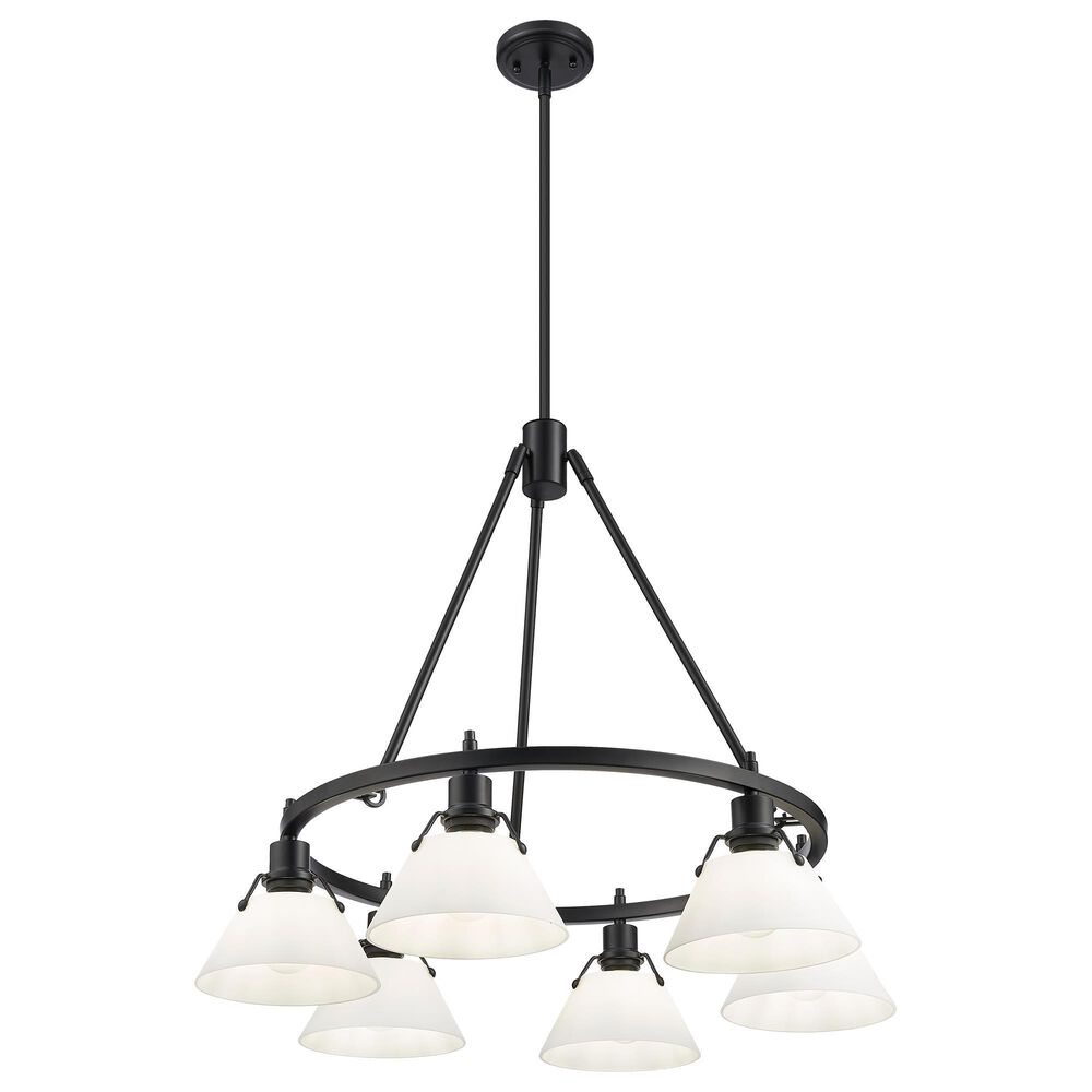 Golden Lighting Orwell 6-Light Chandelier with Opal Glass Shade in Matte Black, , large