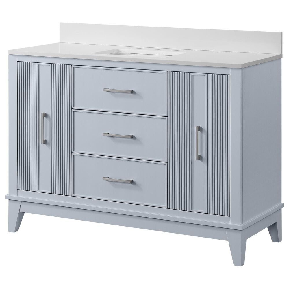 37B Fenwick 48" Single Bathroom Vanity in Soft Blue with Glossy White Composite Stone Top and Backsplash, , large