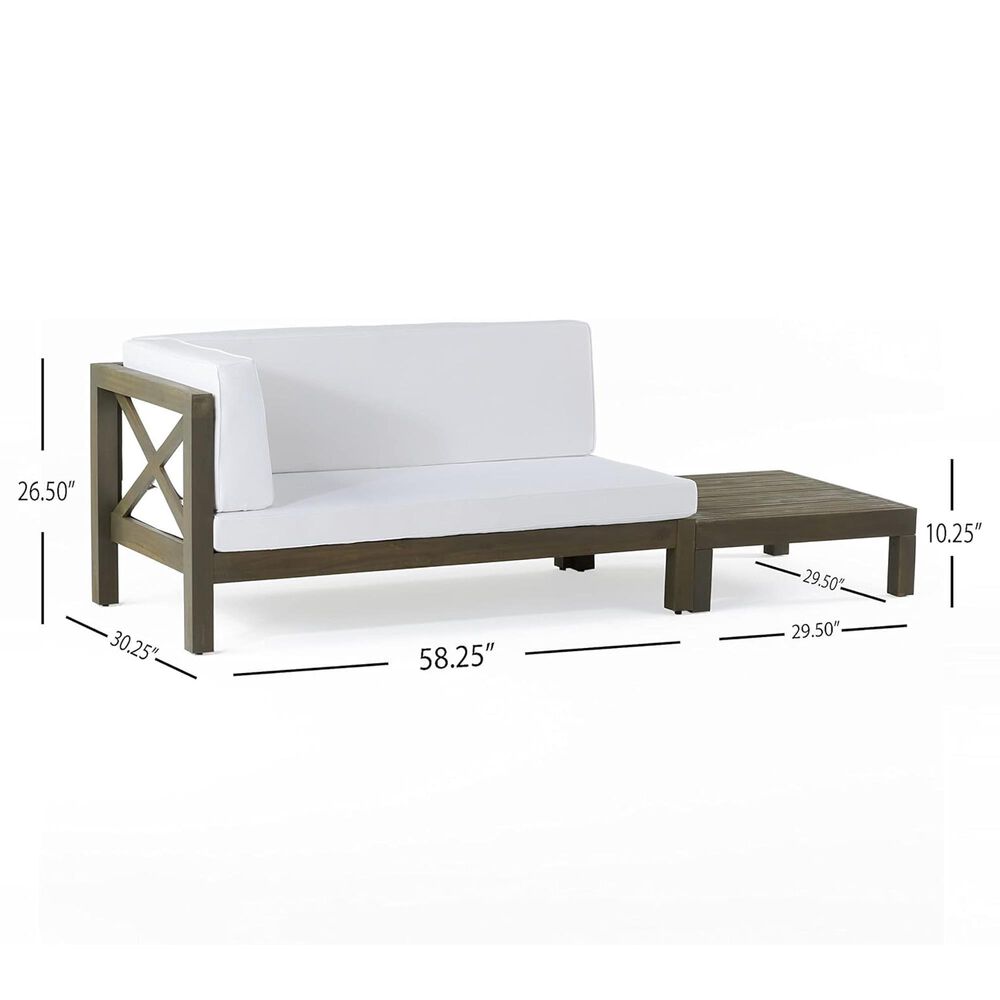 Hearth and Haven Brava Outdoor Corner Bench with Coffee Table in White, , large