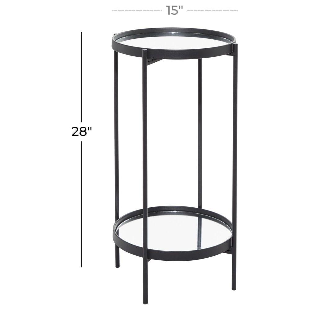 Maple and Jade 28" End Table with Mirrored Glass Top in Black, , large