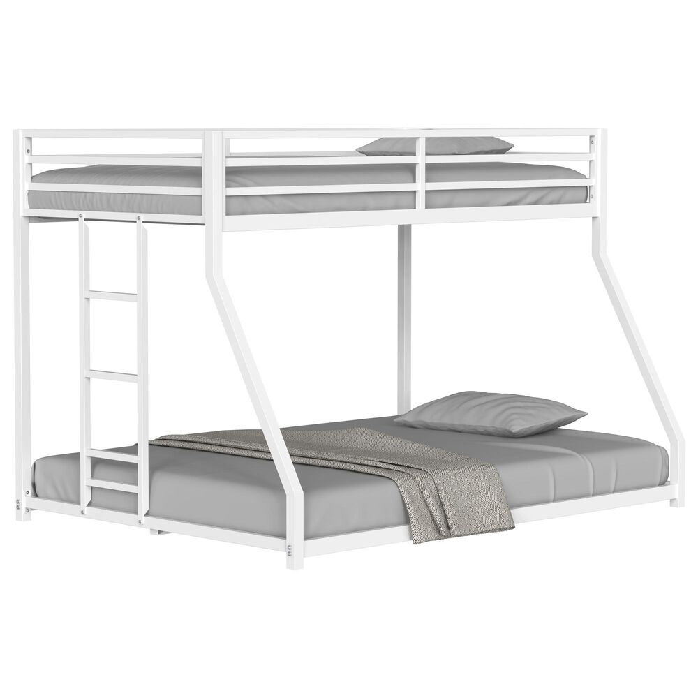 Hearth and Haven Adam Twin over Full Bunk Bed in White, , large