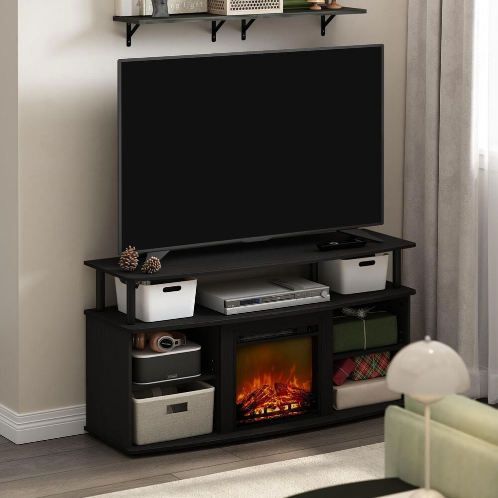 HOMLUX 47" TV Stand with Electric Fireplace in Americano and Black, , large