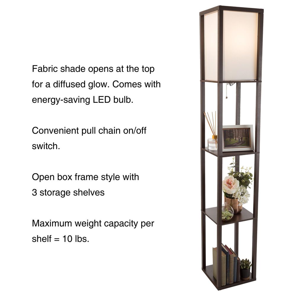 Timberlake Etagere Style Floor Lamp with 3 Tiers in Brown, , large