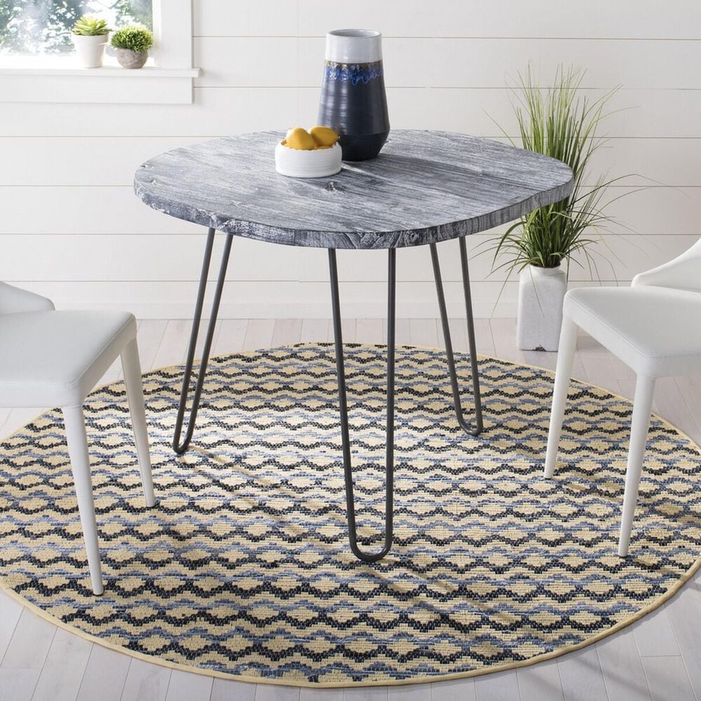 Safavieh Montauk 6&#39; Round Gold, Blue and Black Area Rug, , large