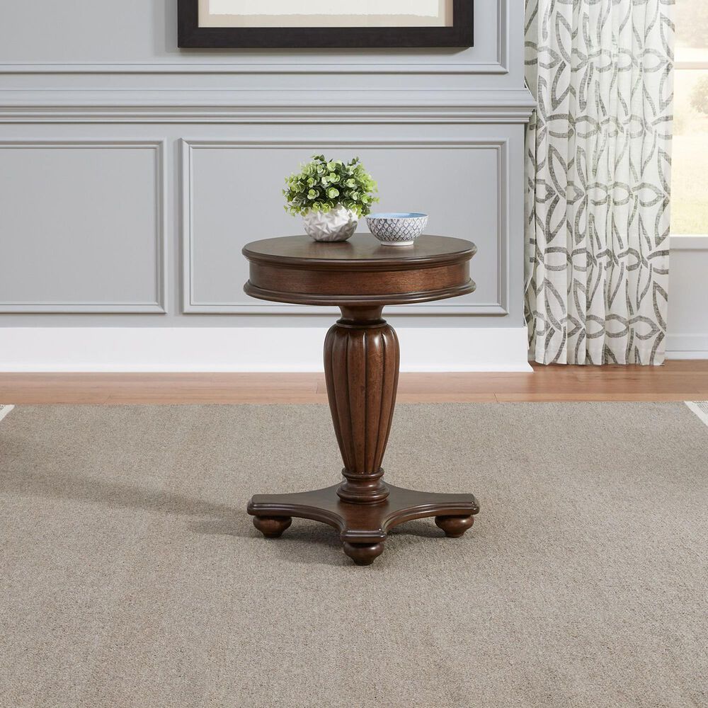 Belle Furnishings Allington Round End Table in Satin Sienna, , large