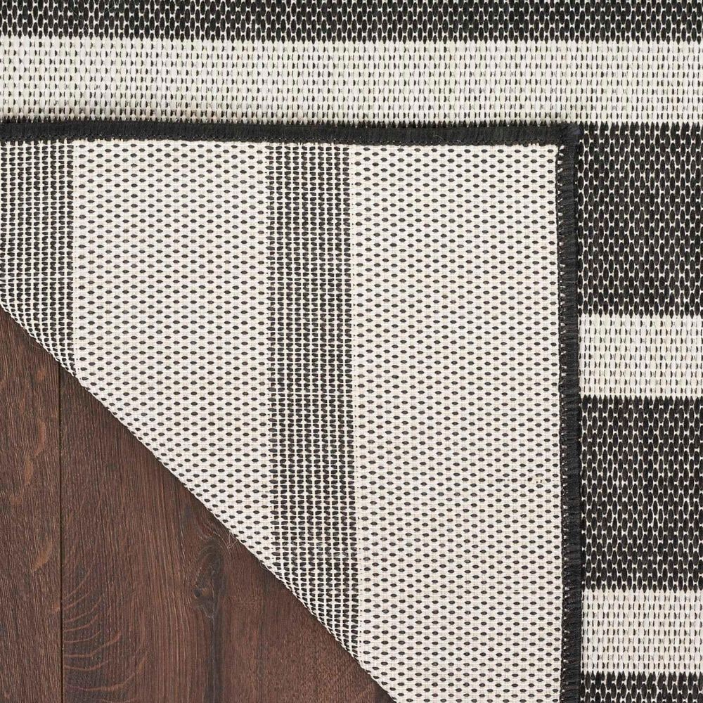 Nourison Positano POS03 Black and Ivory 7&#39; x 10&#39; Indoor/Outdoor Area Rug, , large