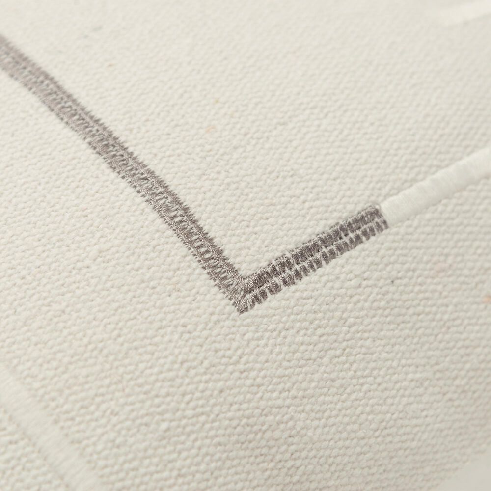 Rizzy Home 14&quot; x 20&quot; Geometric Down Filled Lumbar Pillow in Ivory and Silver, , large