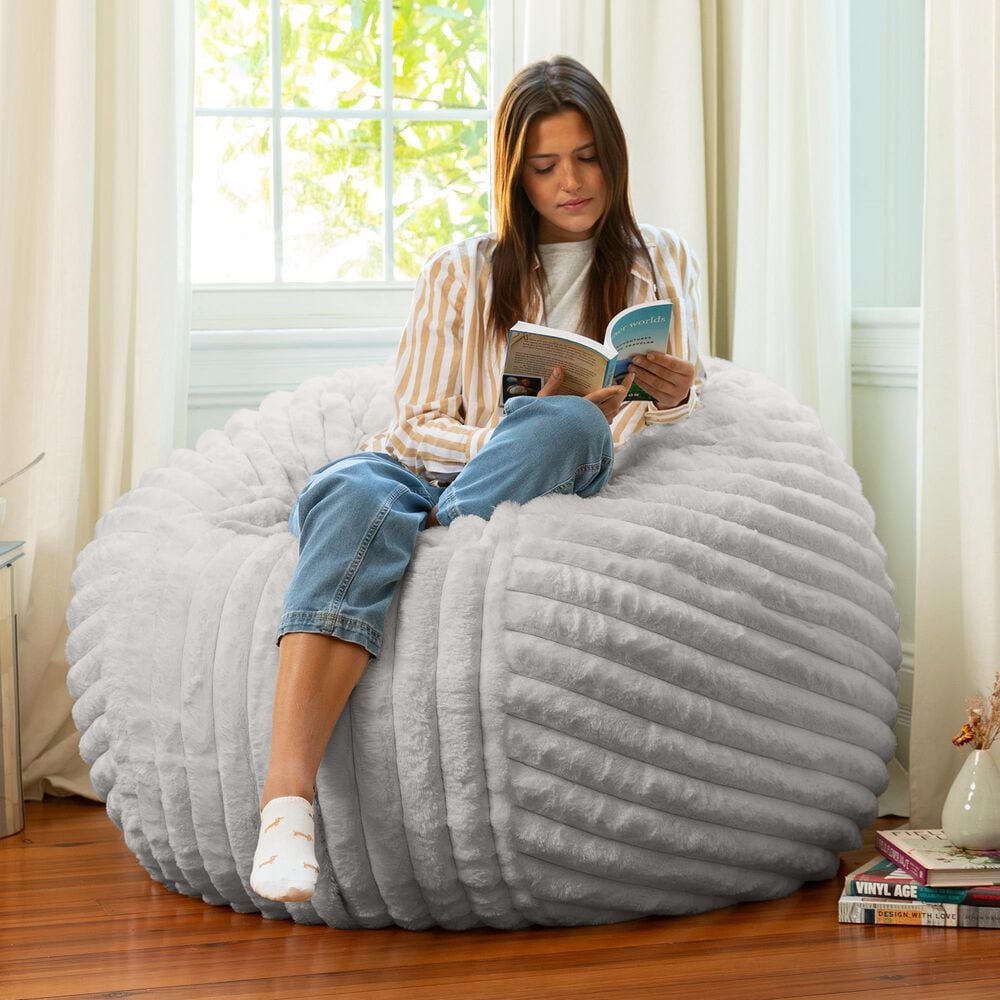 Jaxx Saxx 4&#39; Plush Bean Bag Chair in Grey, , large