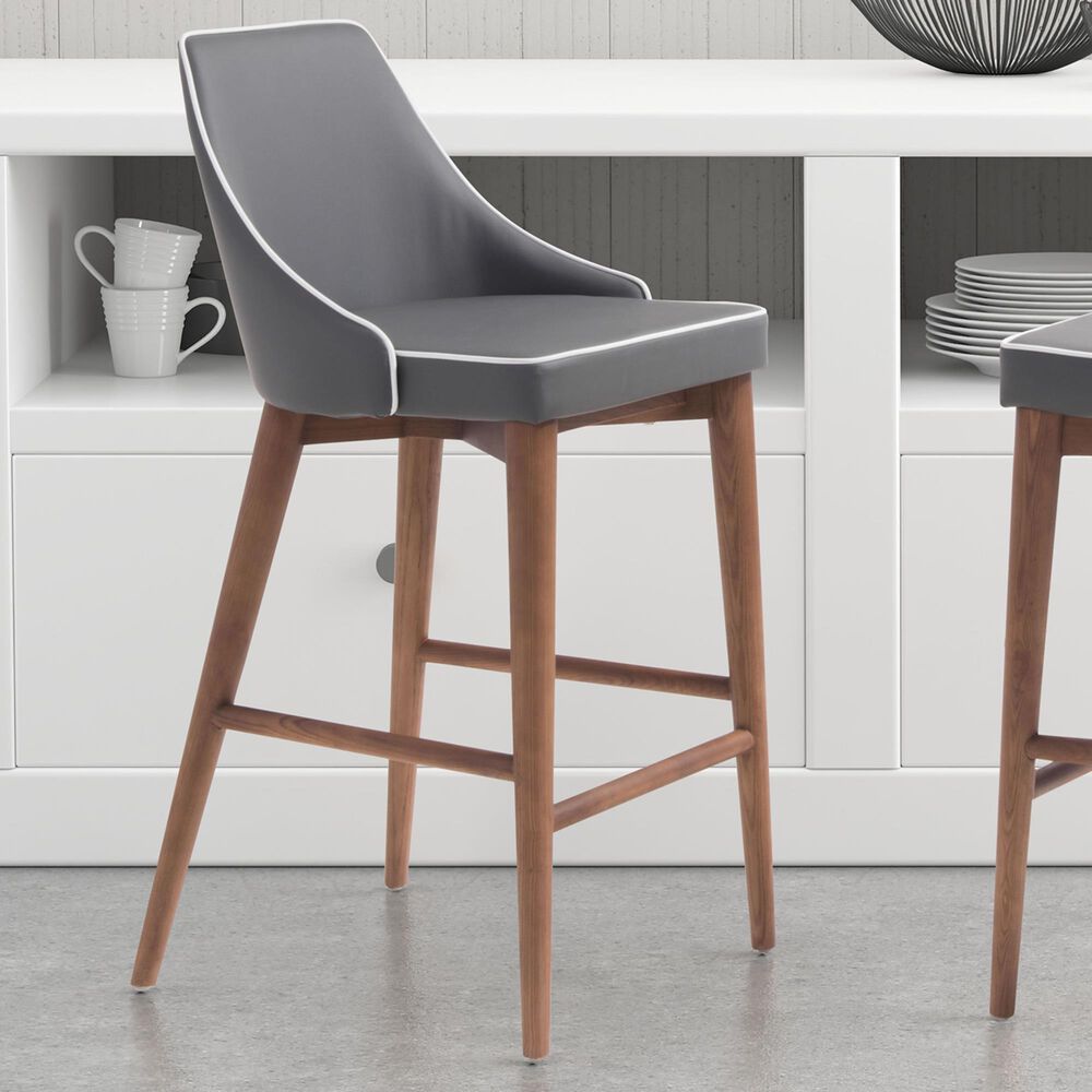 Zuo Modern Moor Counter Chair in Dark Gray/Brown, , large
