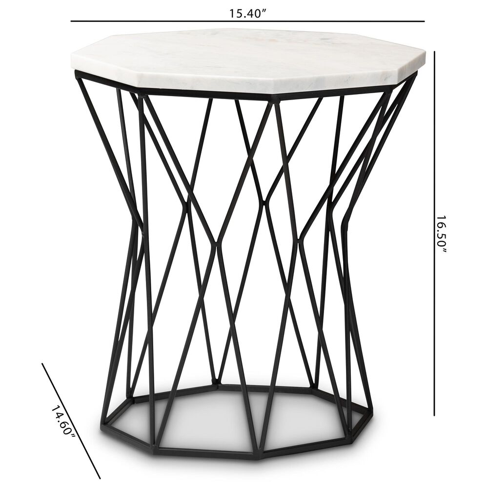 Baxton Studio Venedict End Table in White/Black, , large