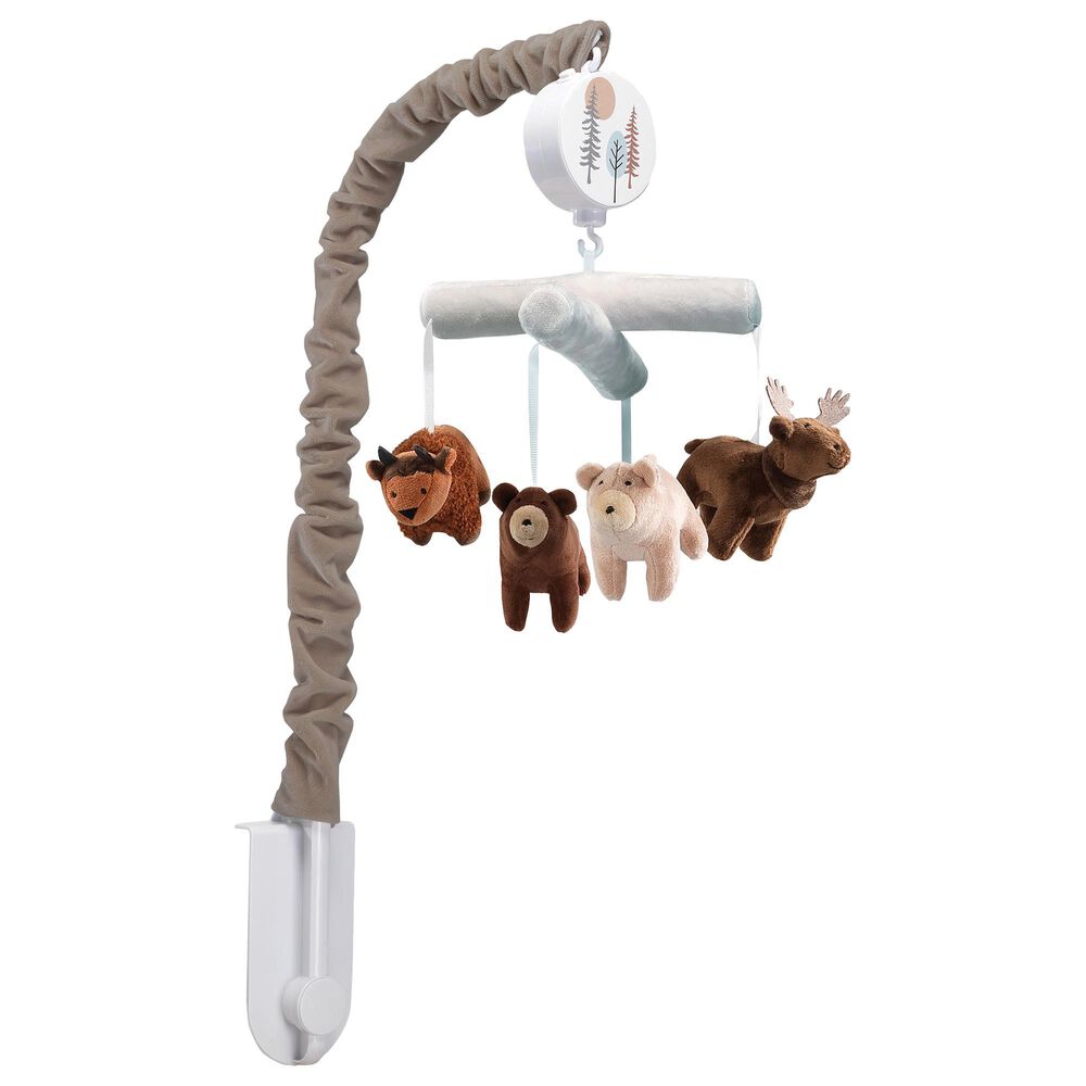 Lambs and Ivy Big Sky Woodland Animals Musical Baby Crib Mobile in Brown and Cream, , large