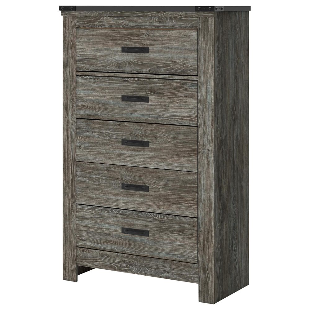 Ashley Frandern 6-Piece Full Bookcase Storage Bedroom Set in Rustic Warm Gray, , large