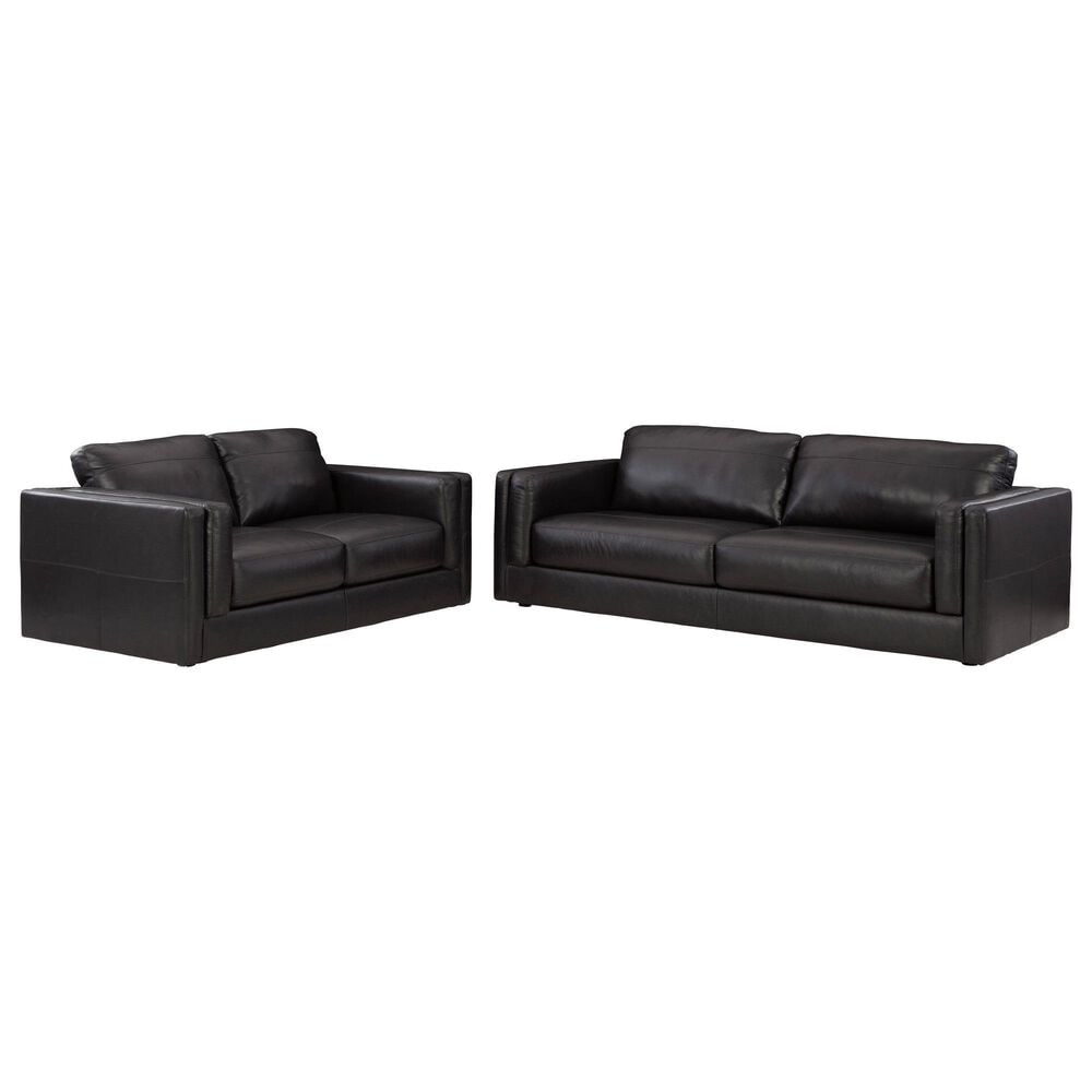 Ashley Amiata Stationary Sofa and Loveseat Set in Onyx, , large