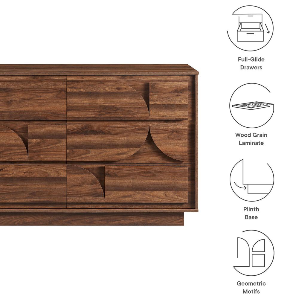 Modway Bulwark 6-Drawer Dresser in Walnut, , large
