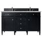 James Martin Vanities Brittany 60" Double Bathroom Vanity in Black Onyx with 3 cm Victorian Silver Quartz Top and Rectangular Sinks, , large