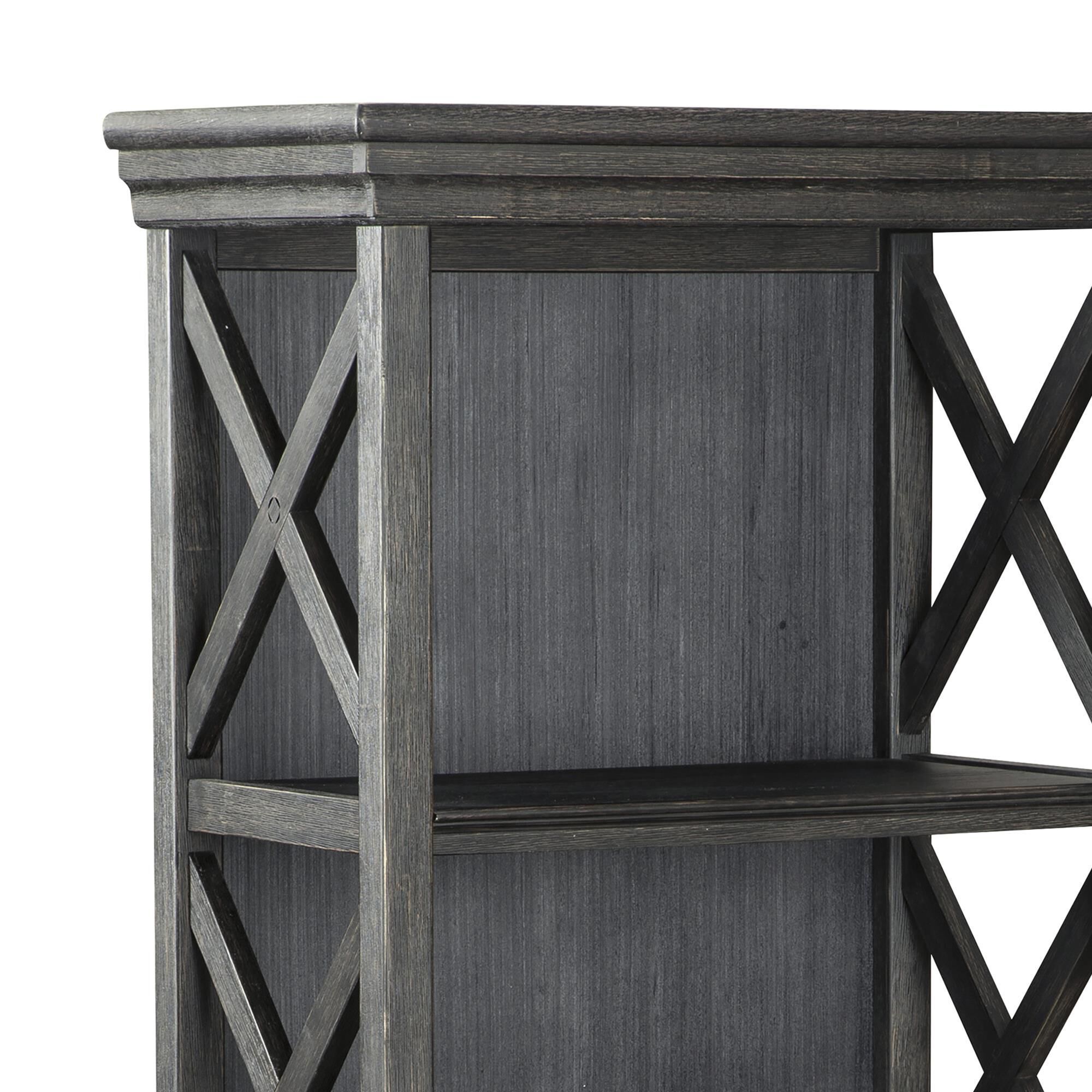 Ashley Tyler Creek 3-Shelf Display Cabinet in Antique Black and Gray