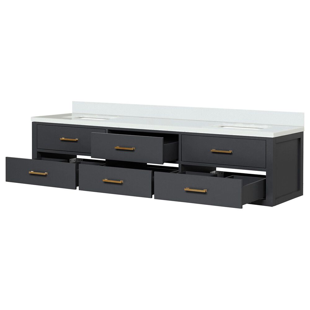 Lexora Home Castor 80&quot; Double Bathroom Vanity in Black with 2 cm White Cultured Marble Top and Rectangular Sinks, , large