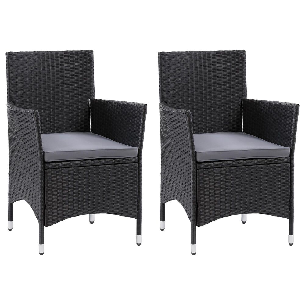CorLiving Parksville Patio Dining Chair in Black and Ash Gray (Set of 2), , large