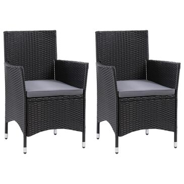 CorLiving Parksville Patio Dining Chair in Black and Ash Gray (Set of 2), , large
