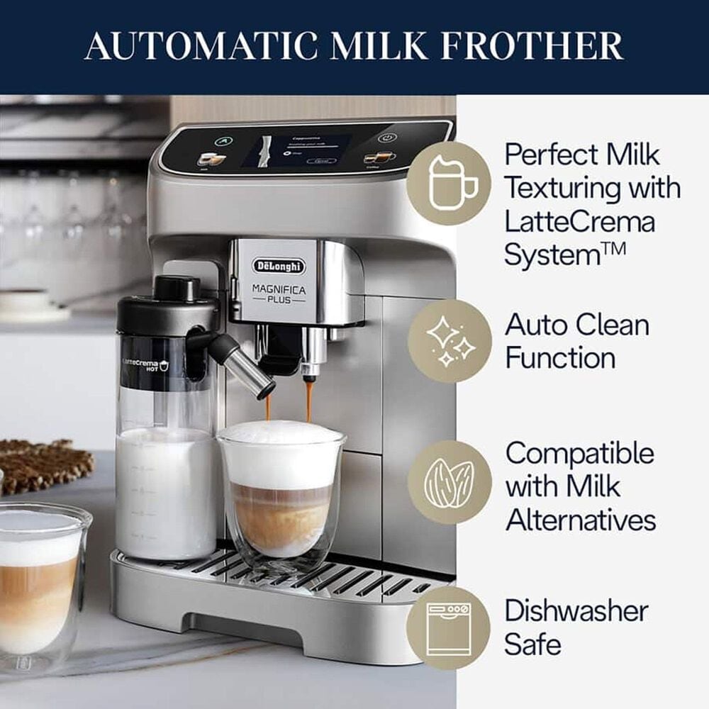 DeLonghi Magnifica Plus 60 Oz Automatic Espresso Machine in Silver Black, , large