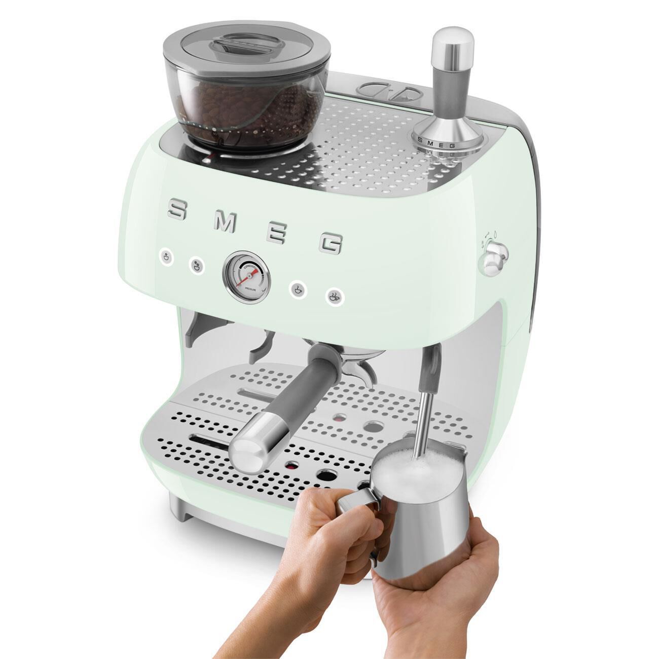 Smeg Smeg Espresso Coffee Machine with Grinder, Pastel Green