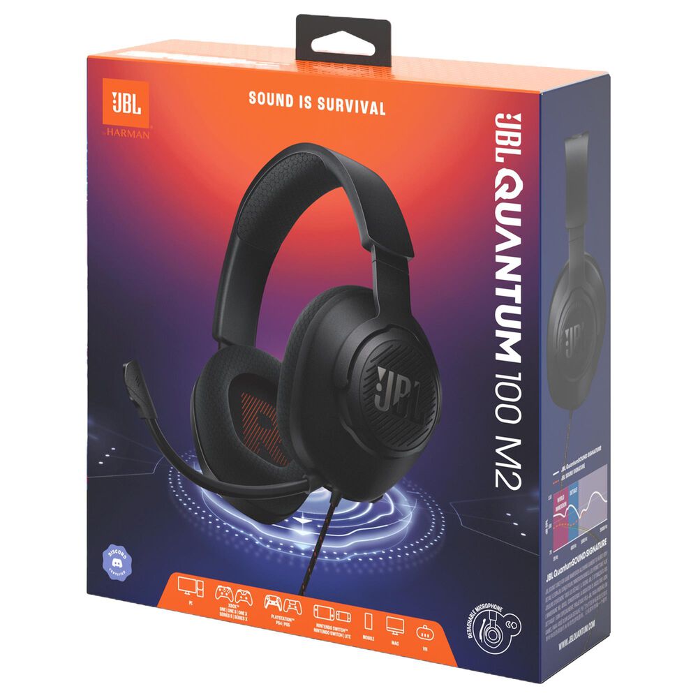 JBL Quantum 100M2 Wired Over-Ear Gaming Headset in Black, , large