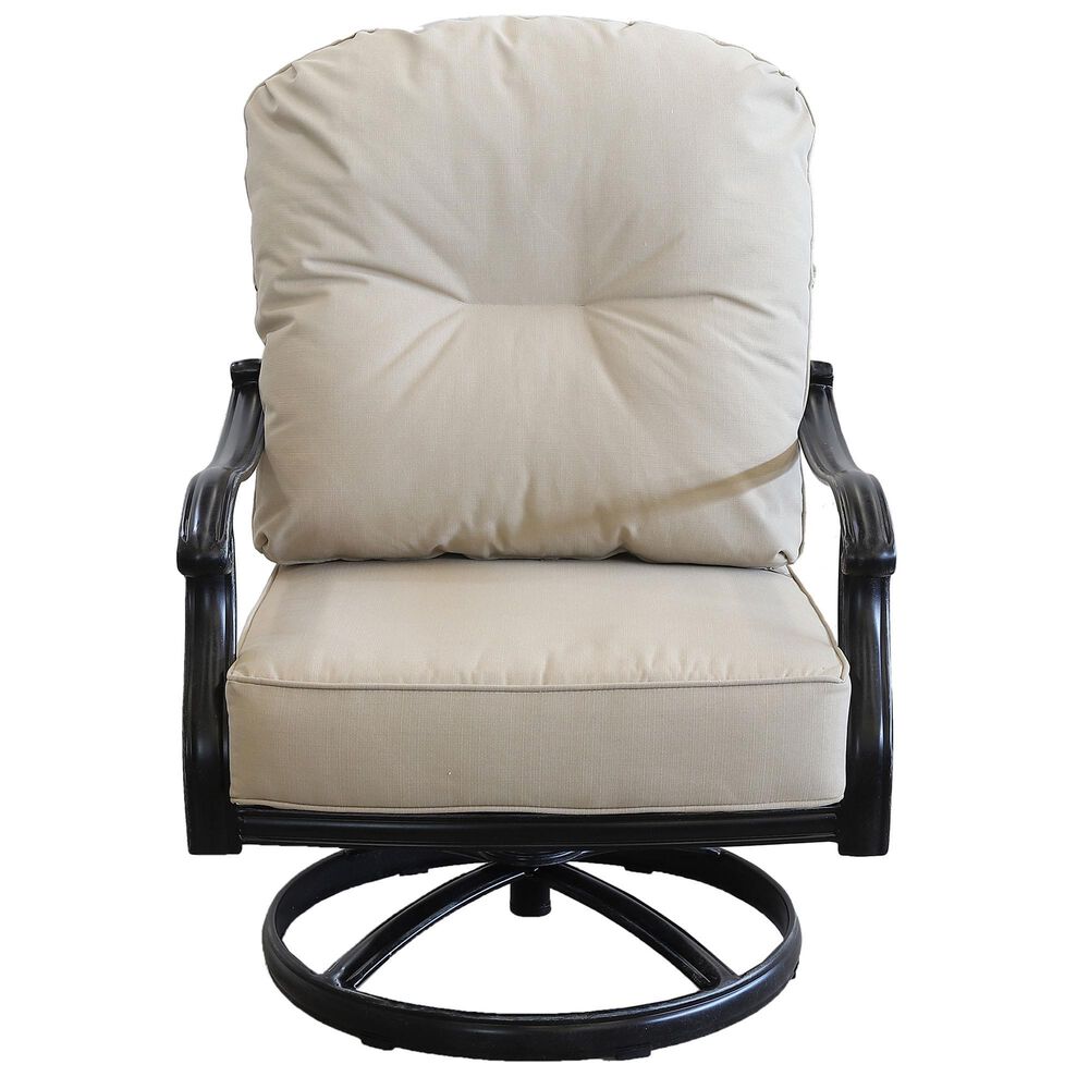 GatherCraft Geneva Patio Club Swivel Rocker with Cushion in Linen Beige, , large