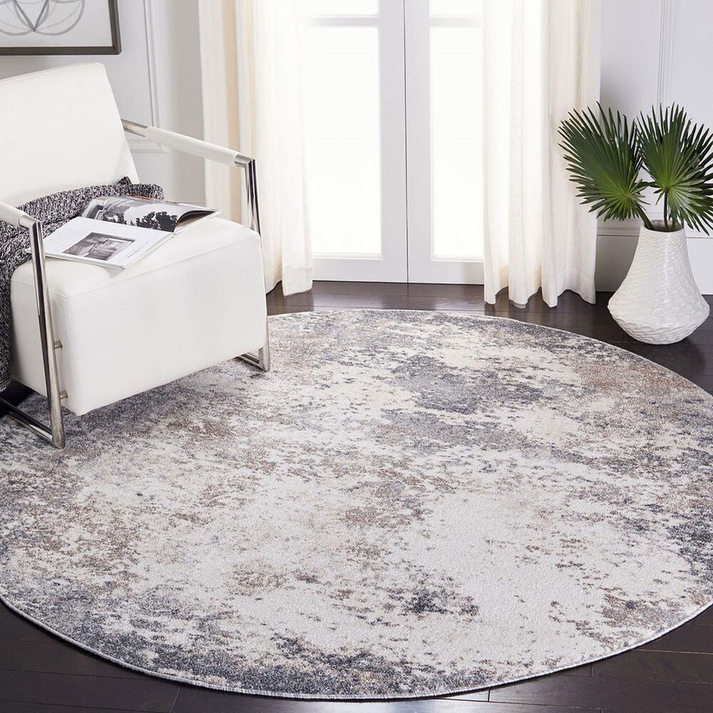 Safavieh Aston 6&#39;7&quot; Round Grey and Ivory Area Rug, , large