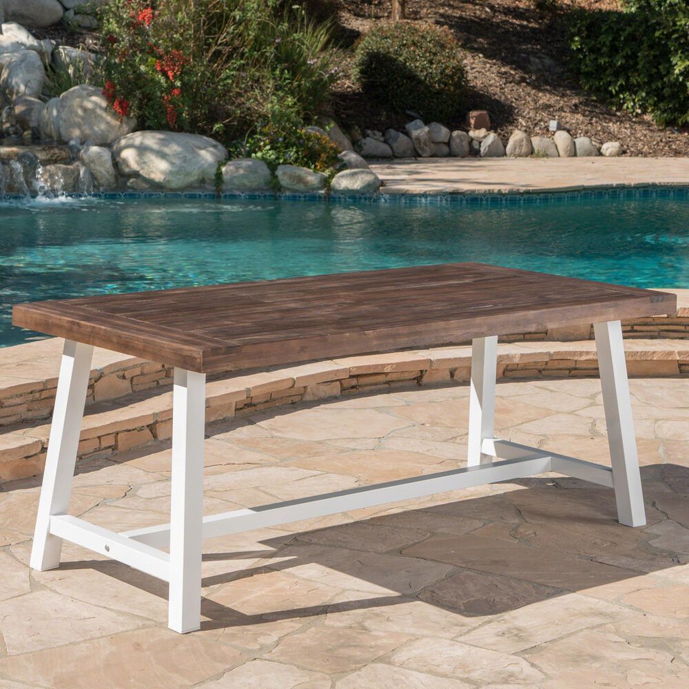 Hearth and Haven Carlie Outdoor Dining Table in Brown and White - Table Only, , large