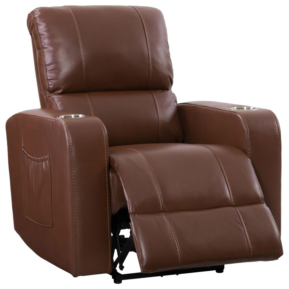 CorLiving Tucson Home Theater Power Recliner with Cup Holders in Brown, , large