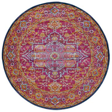 Surya Harput HAP-1009 5"3" Round Garnet, Blue and Saffron Area Rug, , large