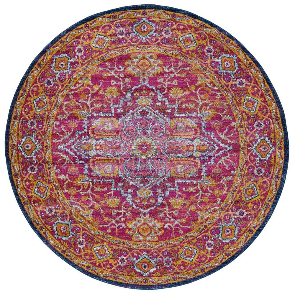 Surya Harput HAP-1009 5"3" Round Garnet, Blue and Saffron Area Rug, , large
