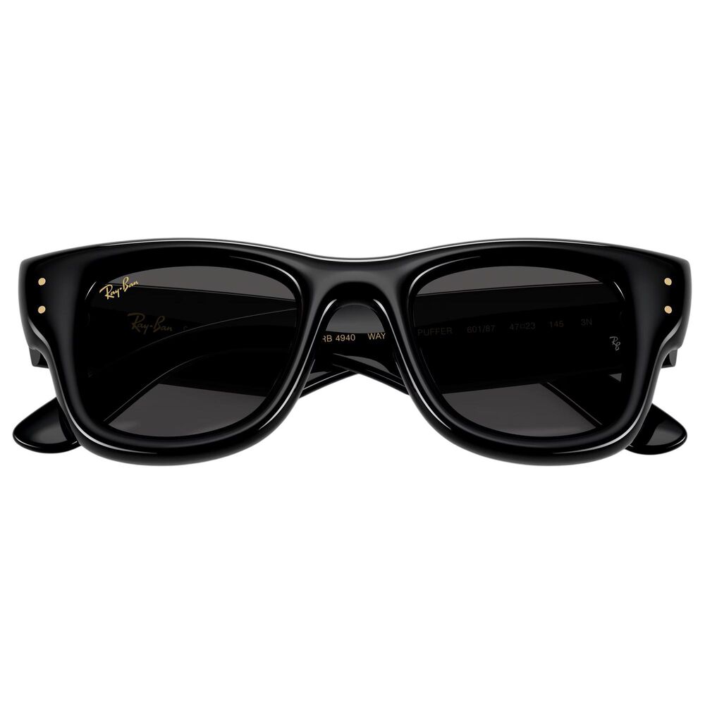 Rayban Glasses A$AP Rocky Wayfarer Puffer Sunglasses with Ultra Black Lenses in Polished Black, , large