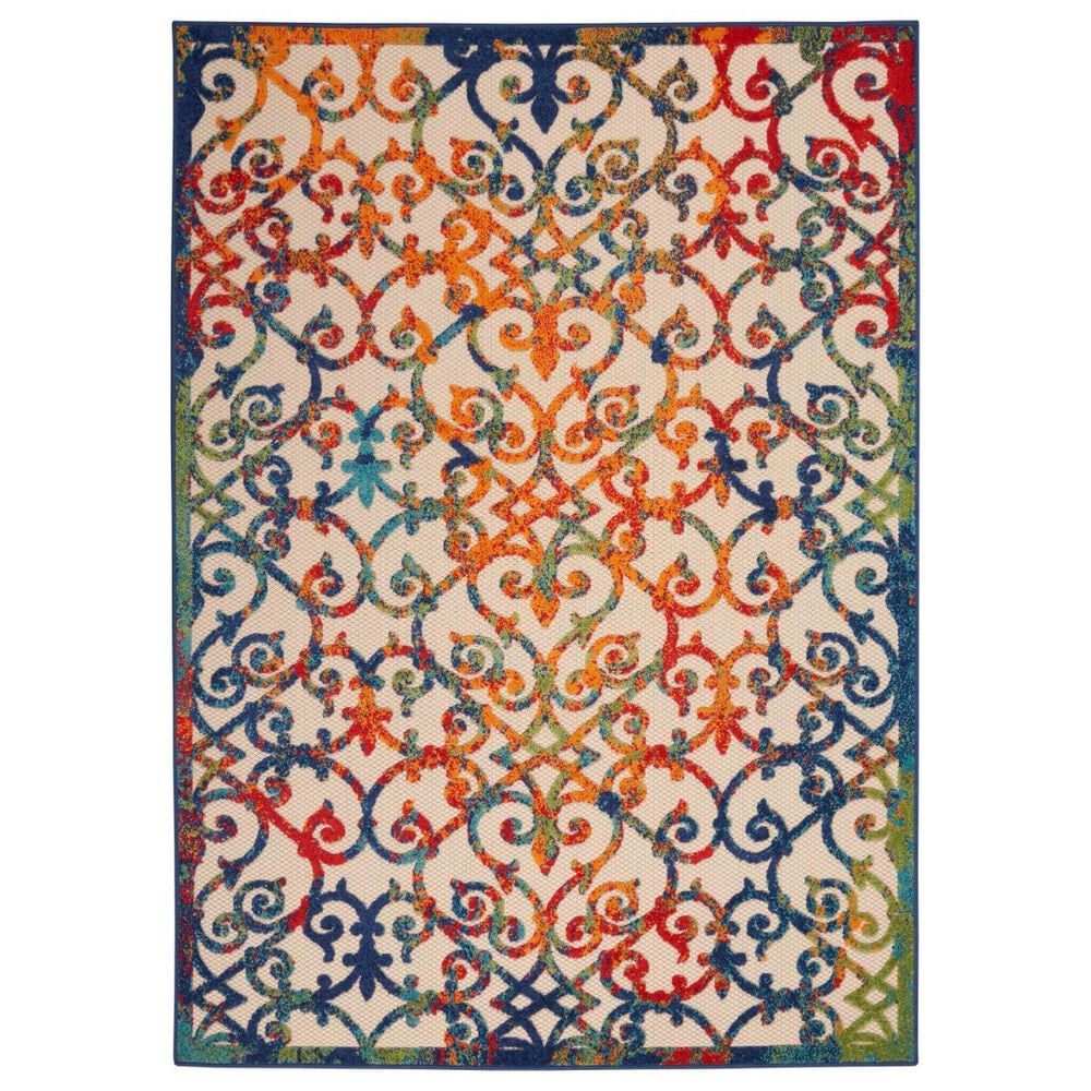 Nourison Aloha Damask 6" x 9" Multicolor Indoor/Outdoor Area Rug, , large